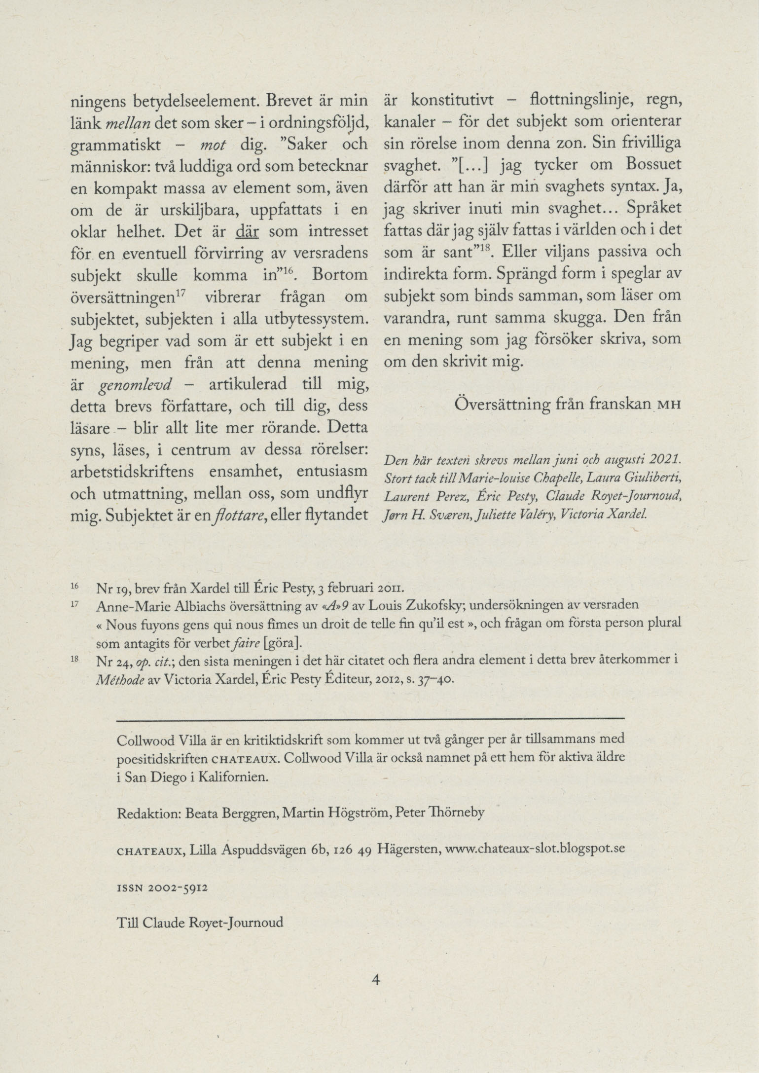 Collwood Villa nr. 10 (Stockholm 2021), side 4 av 4 (148 x 210 mm).